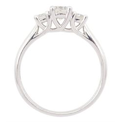 9ct white gold three stone diamond ring, hallmarked, total diamond weight 0.50 carat