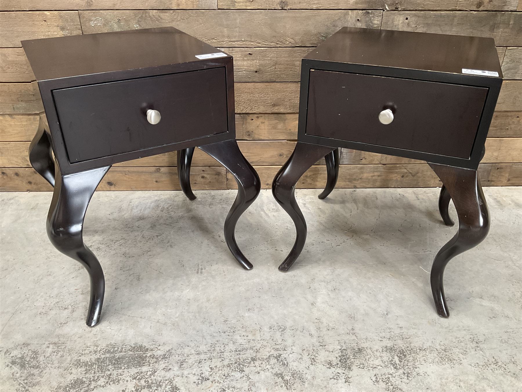 Pair of rosewood finish bedside chests