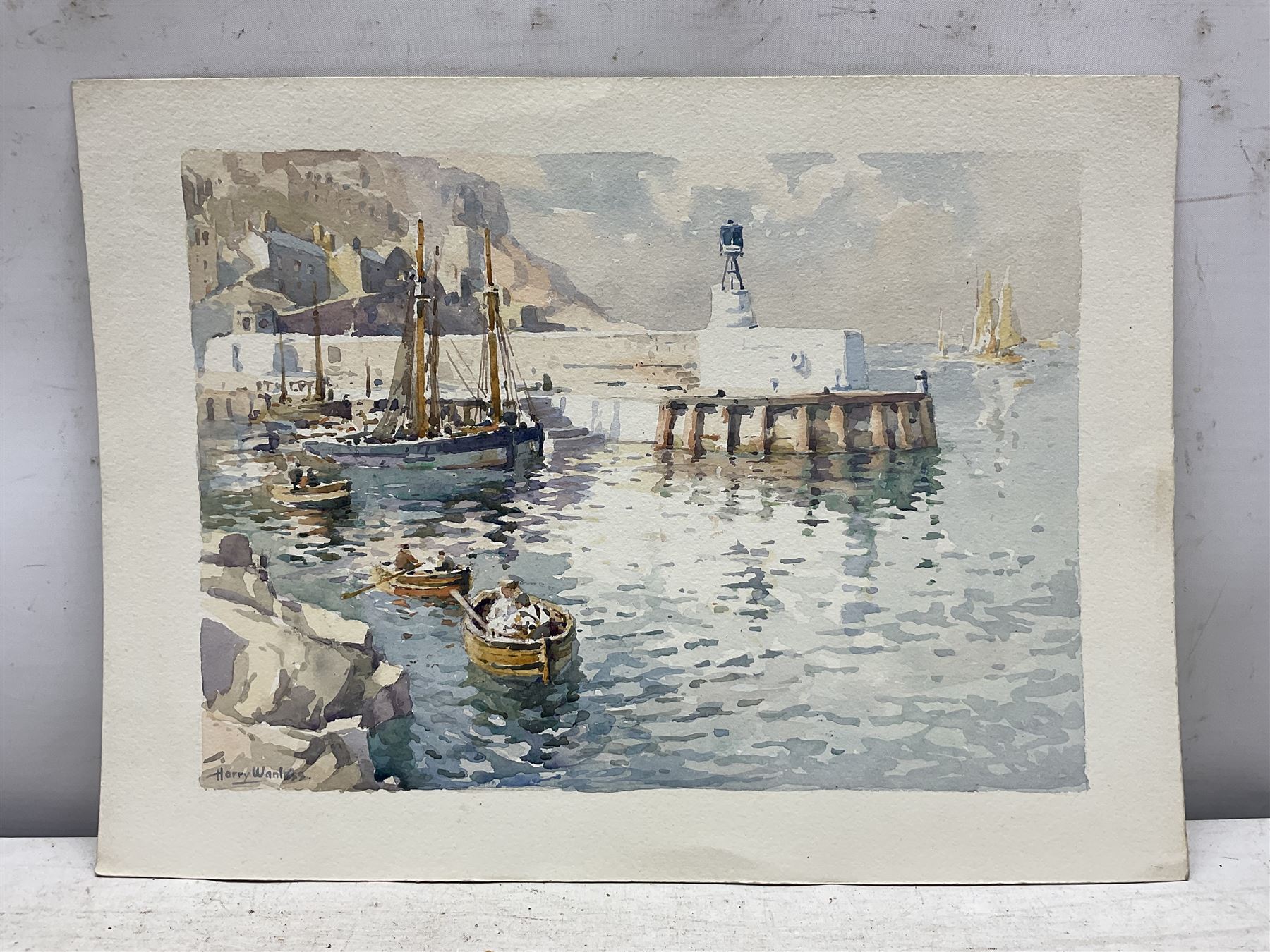 Harry Wanless (British c1872-1934): 'Brixham Harbour', watercolour signed, titled verso 21cm x 30cm (unframed)
Provenance: direct from the artist's family, part of a collection never previously seen on the market