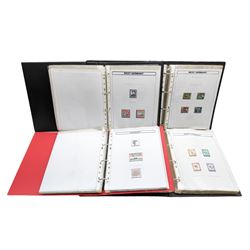 Mostly West German stamps, including stamps on covers, pairs and blocks, various postmarks, commemorative issues etc, housed in four ring binder folders