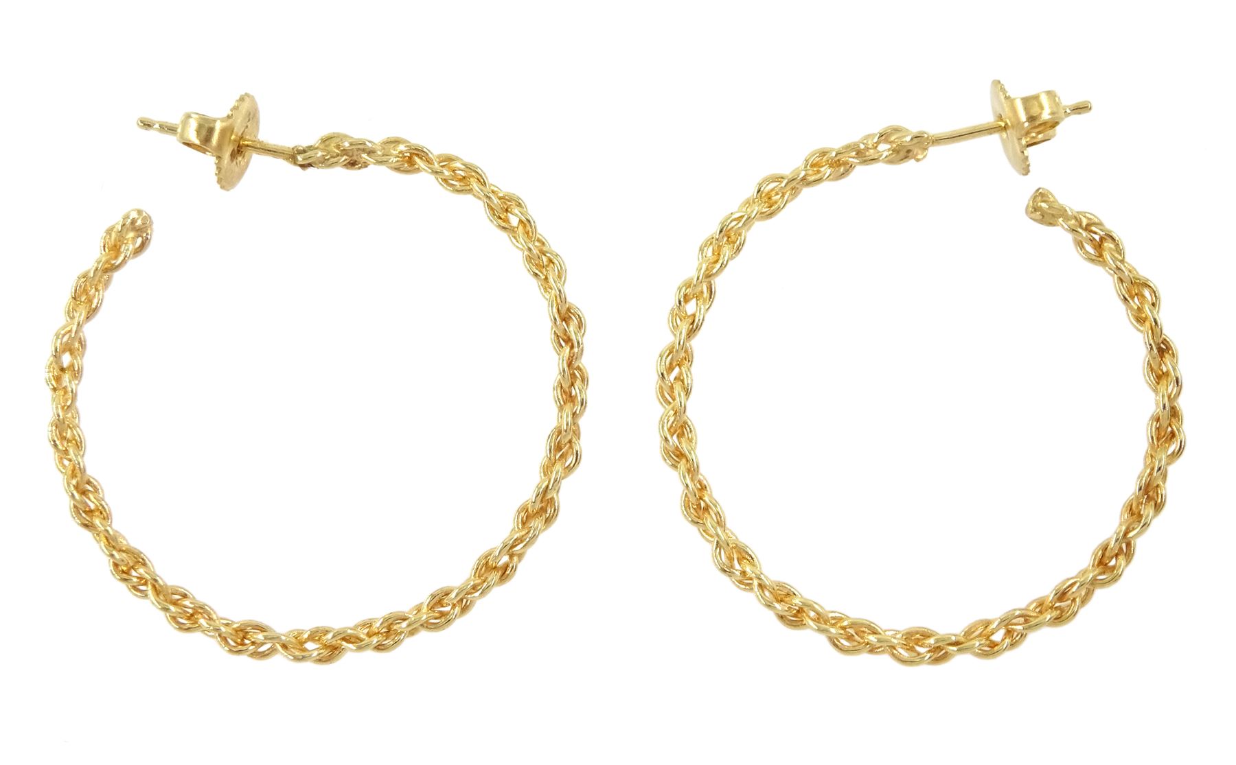 Pair of 14ct gold fancy chain link hoop earrings