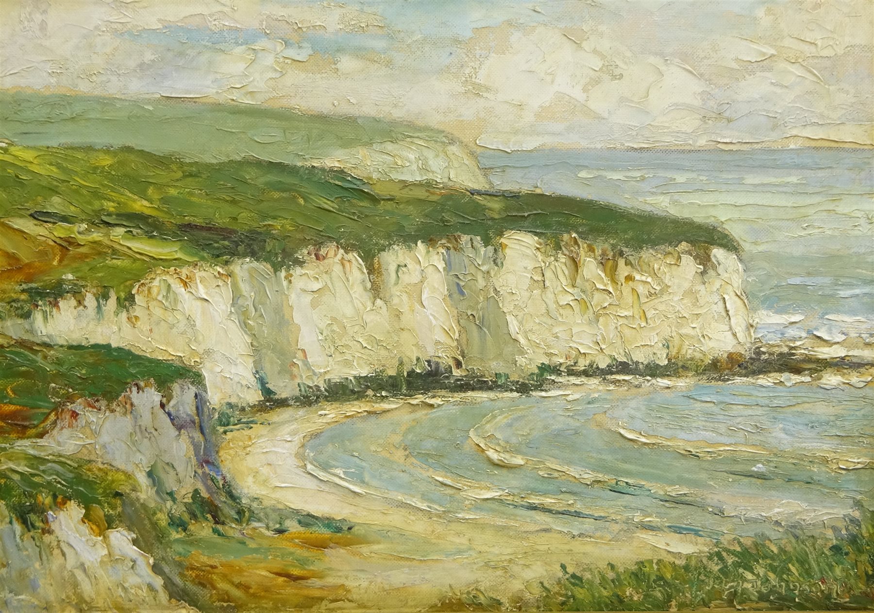 Ken Johnson (British 20th century): South Landing Flamborough and Forge Valley, two oils on canvas signed, max 47cm x 58cm