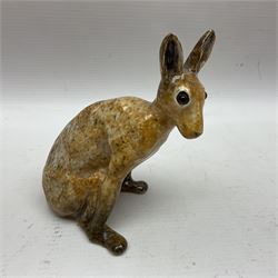 Two Winstanley hares, with glass eyes, sizes 1 and 5, H12.5cm and H31cm (2)