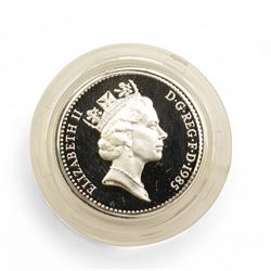 Eight The Royal Mint United Kingdom silver proof coins, comprising 1980 '80th Birthday' crown, 1981 'His Royal Highness The Prince Of Wales And Lady Diana Spencer' crown, 1984, 1985, 1986 and 1987 one pounds, all cased with certificates and a 1977 crown cased no certificate (8)