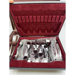 Canteen of cutlery for six, in a oak case, together with two other canteens 