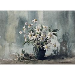 Ernest Charles Simpson (British 1915-2007): 'Wood Anemone' - Still Life, watercolour signed, titled verso with artist's studio label 27cm x 37cm