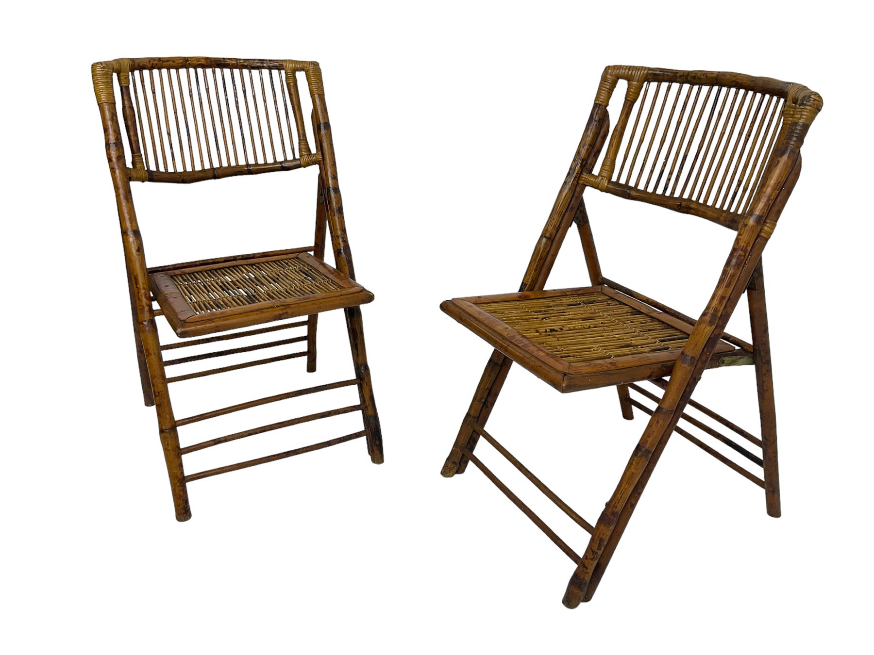 Mid-20th century bamboo framed folding chairs