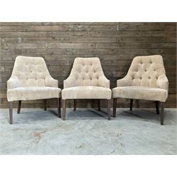 6 x armchair, upholstered in buttoned back beige fabric