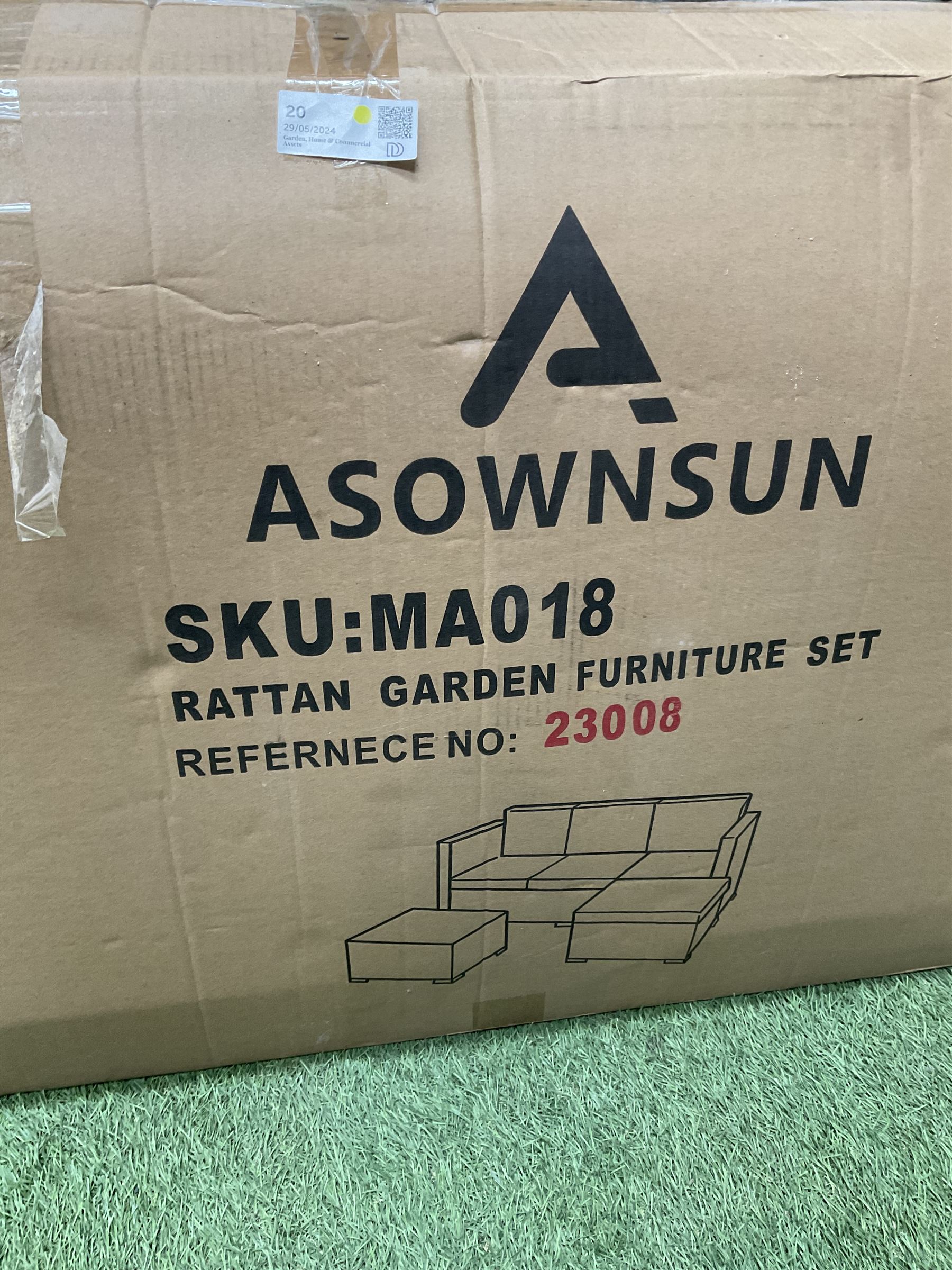 Boxed Asownsun  Rattan garden set in grey and white - THIS LOT IS TO BE COLLECTED BY APPOINTMENT FROM DUGGLEBY STORAGE, GREAT HILL, EASTFIELD, SCARBOROUGH, YO11 3TX