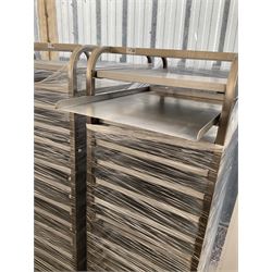 Stainless steel commercial tray rack trolley, 18 racks complete with 18 aluminium trays, tray size 66cm x 46 cm - THIS LOT IS TO BE COLLECTED BY APPOINTMENT FROM DUGGLEBY STORAGE, GREAT HILL, EASTFIELD, SCARBOROUGH, YO11 3TX