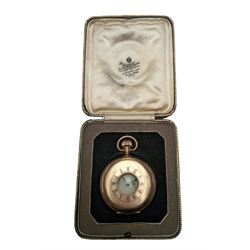 Gold plated half hunter pocket watch, the white enamel dial inscribed The Sheffield Goldsmiths Co. Ltd, with subsidiary seconds dial, the case marked Dennison Watch Case Co Ltd, boxed 