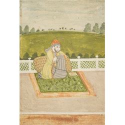 Indian School (18th/19th Century): Portrait of a Mughal Emperor - Possibly Akbar II and two others, set of three gouaches on paper unsigned, one heighted with gold pigment, later inscribed verso max 30cm x 20cm (3)