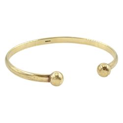 9ct gold torque bangle, hallmarked