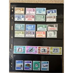 Queen Elizabeth II British Antarctic Territory mint stamps, including 1963-1969 SG 1 to 15a from half penny to both one pound values, 1993 SG 218-229 etc and a small number of Australian Antarctic Territory stamps, housed on stock pages