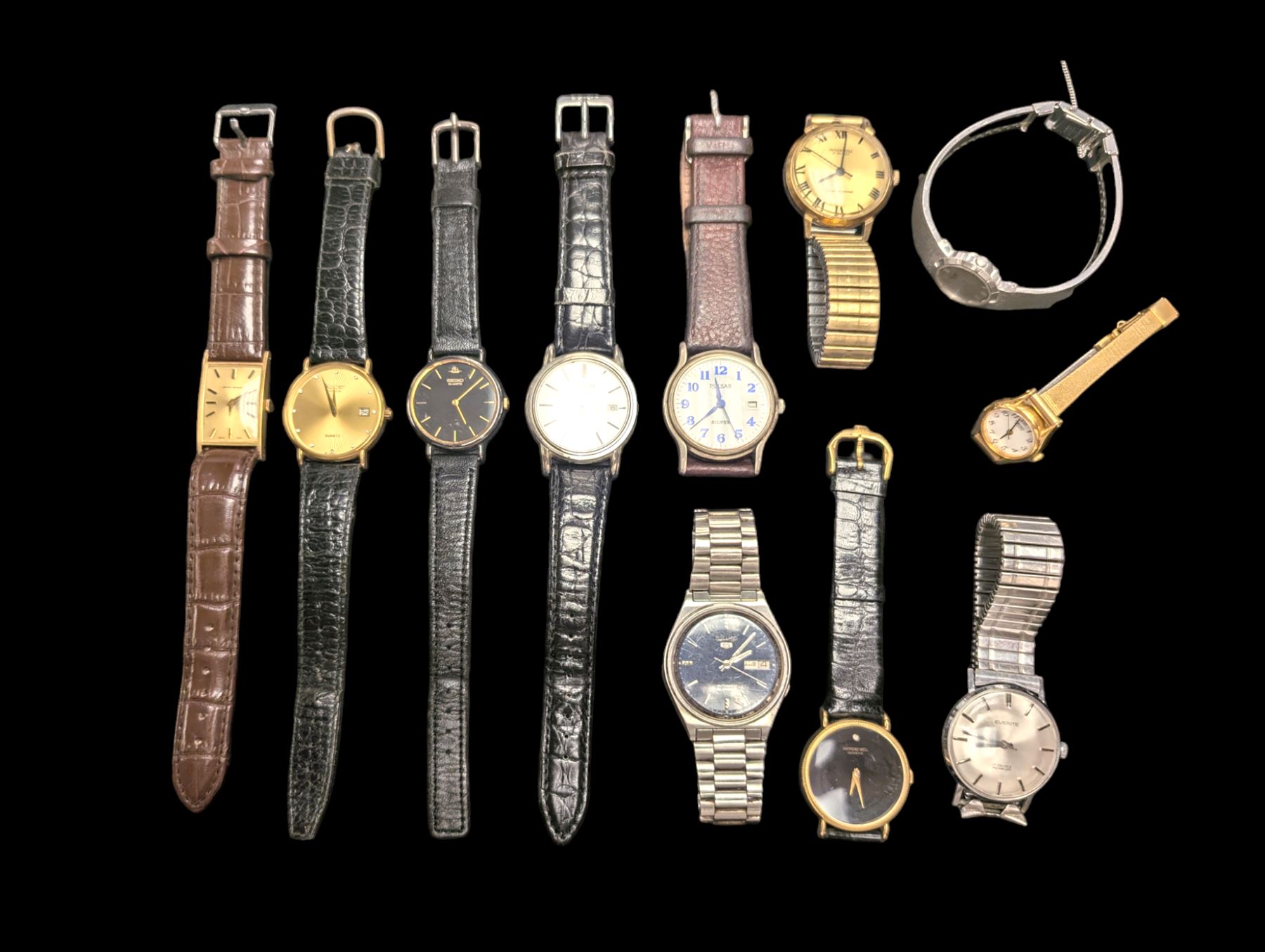 Collection of wristwatches including Raymond Weil 7009, Everite Seiko automatic, Kolber, Seiko quartz etc