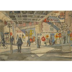 Charles Herbert 'Charlie' Rogers (Newcastle 1930-2020): Street Scene, watercolour and ink ...