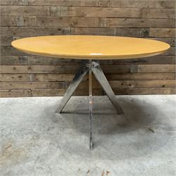 Chrome and beech circular dining table