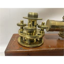 Late 19th century/early 20th century brass dumpy level, inscribed Carter Optician Exeter, in fitted mahogany case, together with a Lowne Instruments Air Meter, no L 3854