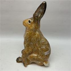 Two Winstanley hares, with glass eyes, sizes 1 and 5, H12.5cm and H31cm (2)