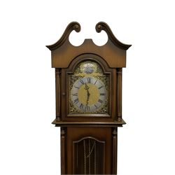 20th century mahogany chiming grandmother clock