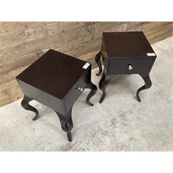 Pair of rosewood finish bedside chests