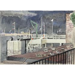 Frederick George Austin (British 1902-1990): 'Oil Wharf - Wandsworth', watercolour signed ...