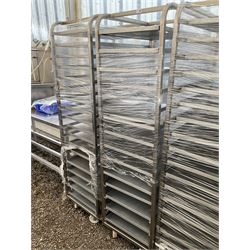 Stainless steel commercial tray rack trolley, 18 racks complete with 18 aluminium trays, tray size 66cm x 46 cm - THIS LOT IS TO BE COLLECTED BY APPOINTMENT FROM DUGGLEBY STORAGE, GREAT HILL, EASTFIELD, SCARBOROUGH, YO11 3TX