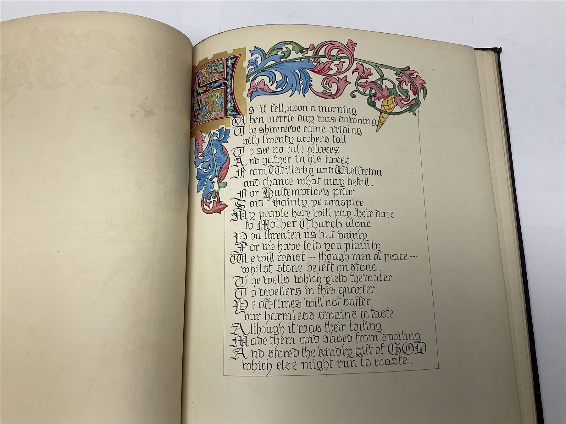 20th century illuminated hymn books, titled Hull Ballads, two volumes, hand coloured Illustrations and written text