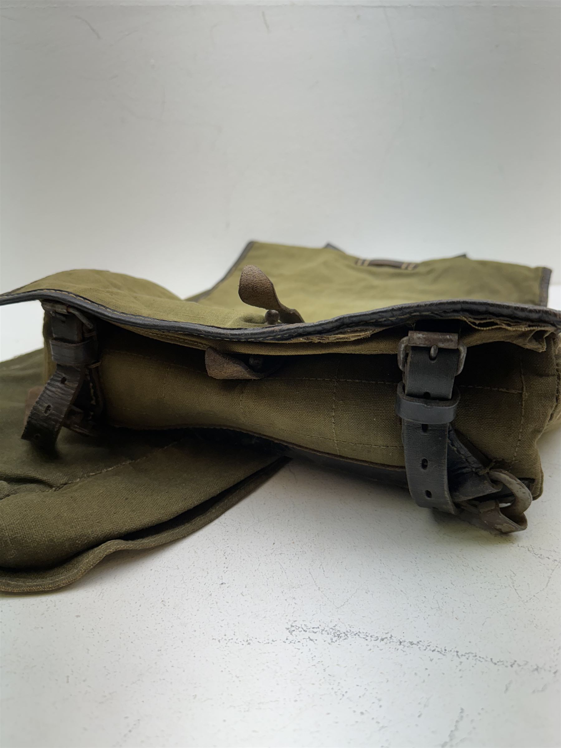 German WWII army field backpack, together with canvas bread, circa 1940