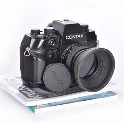 Contax AX SLR camera serial no. 007566, with a Carl Zeiss Planar 1.4/50 T* lens serial no. 7192099, 