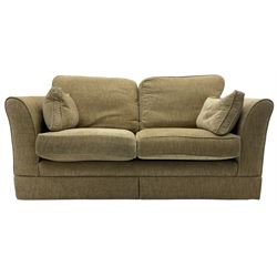 Three seat sofa (W200cm, H96cm, D100cm); and matching two-seat sofa (W180cm); upholstered in natural fabric