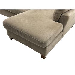 Next Home - corner sofa upholstered in grey fabric, on block feet 