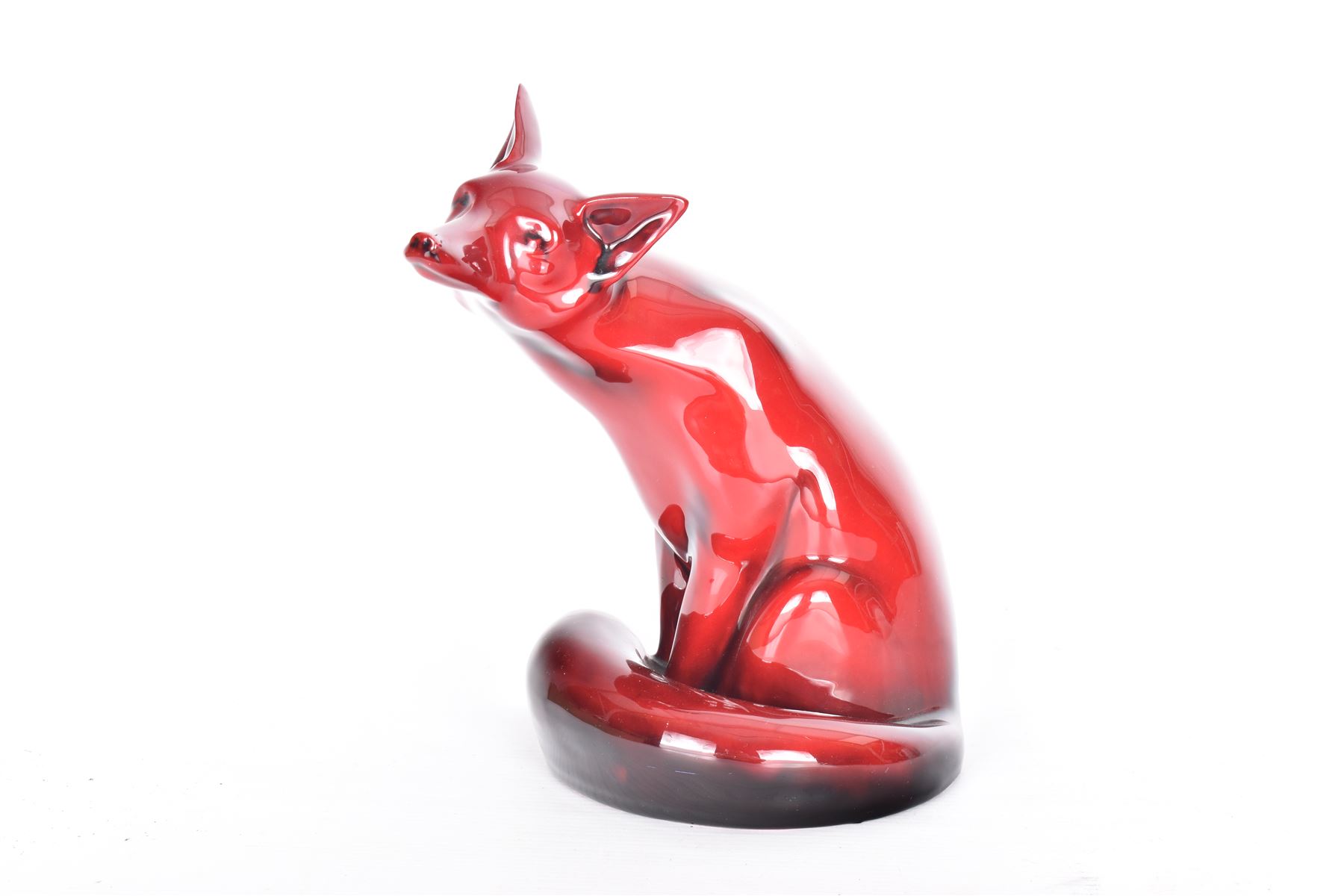 Large Royal Doulton Flambe figure of a seated Fox,  H23cm