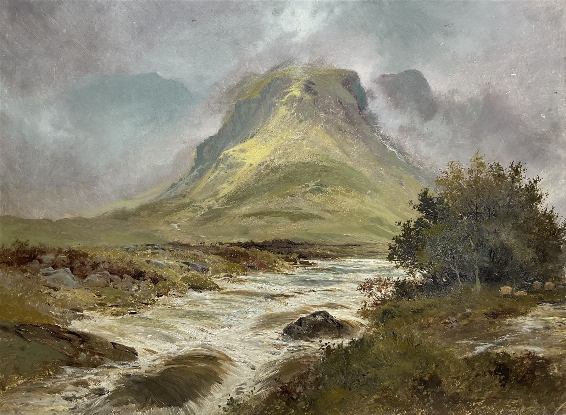 John Sinclair RA (British 1872-1922): 'Eagle Crag' Cumbria, oil on board signed, titled verso 45cm x 61cm (unframed)