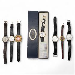 Seiko automatic stainless steel wristwatch, with day / date aperture and six other wristwa...