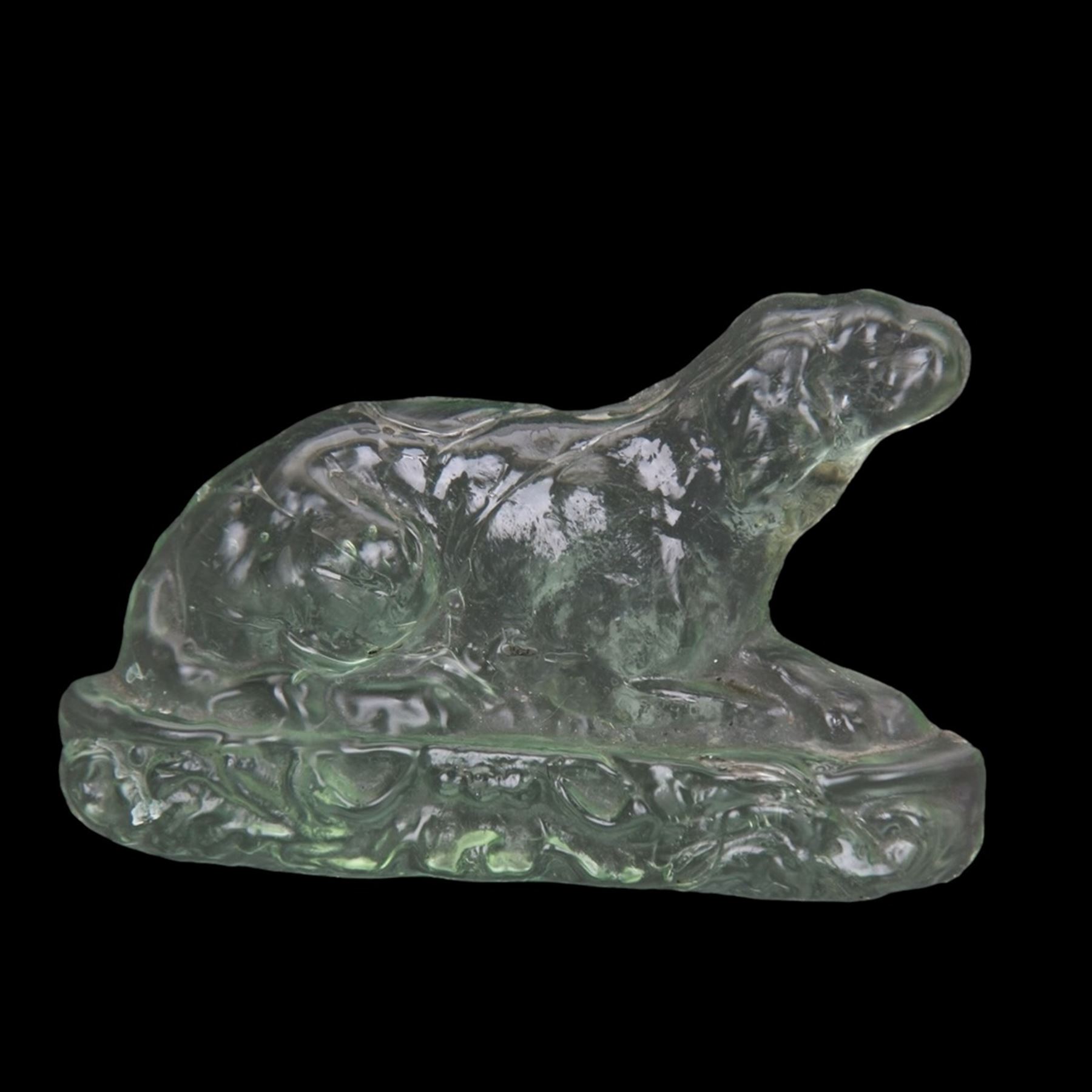 Victorian pressed glass paperweight  sitting dog paperweight, possibly Nailsea, H10cm