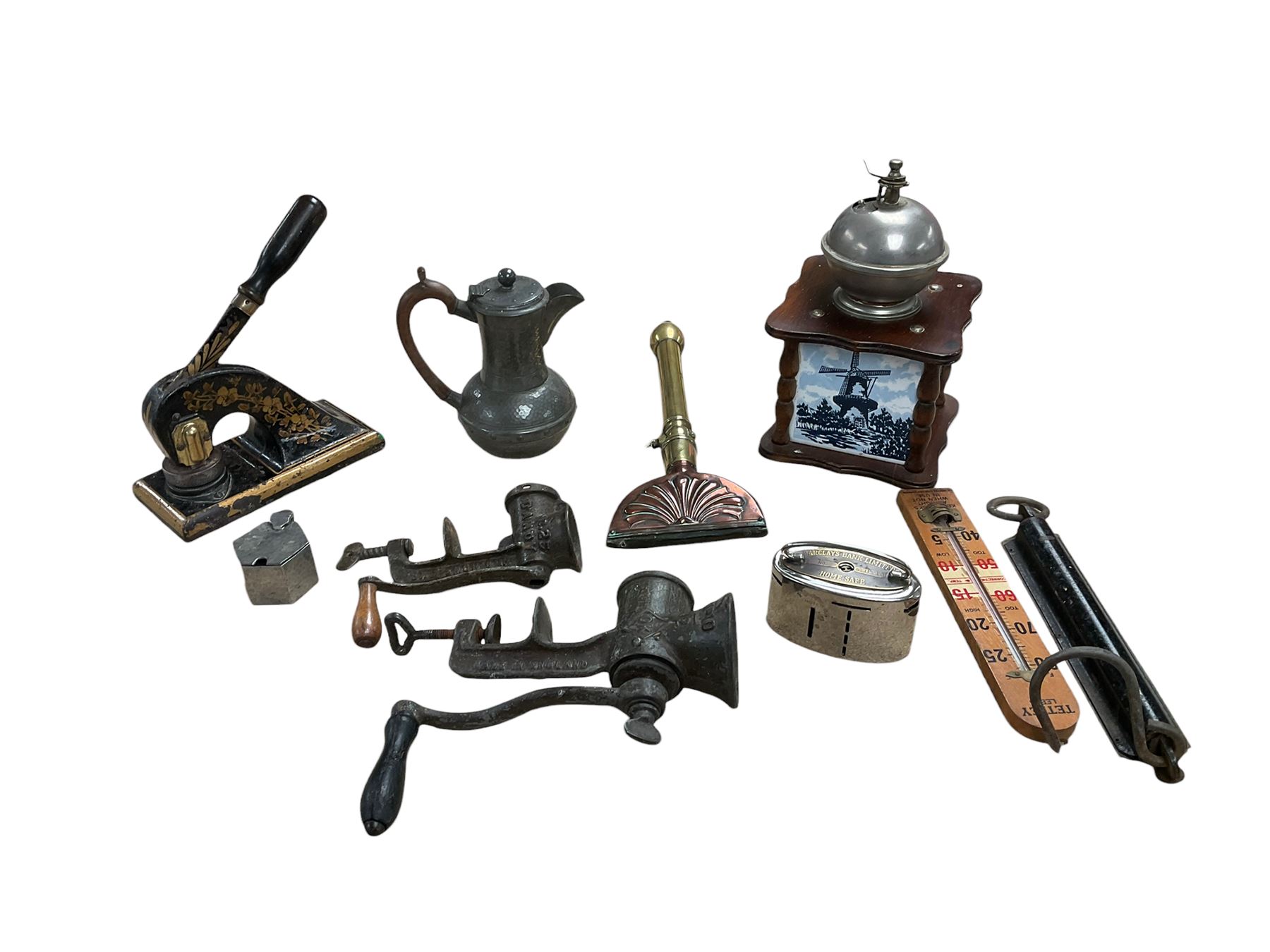 Jordan & Sons Ltd cast iron stamp, together with other metal ware and collectables