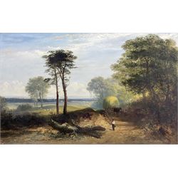 Aaron Edwin Penley (British 1806-1870): Haycart on a Wooded Track, oil on canvas signed and dated 1858, 55cm x 87cm 
Provenance: with WH Patterson, London, label verso