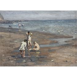 Frederick William Jackson (Staithes Group 1859-1918): Young Bathers on the Beach at Runswi...