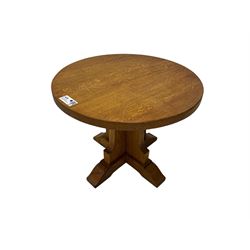 Yorkshire Oak - oak occasional table, circular top on cruciform base and sledge feet 