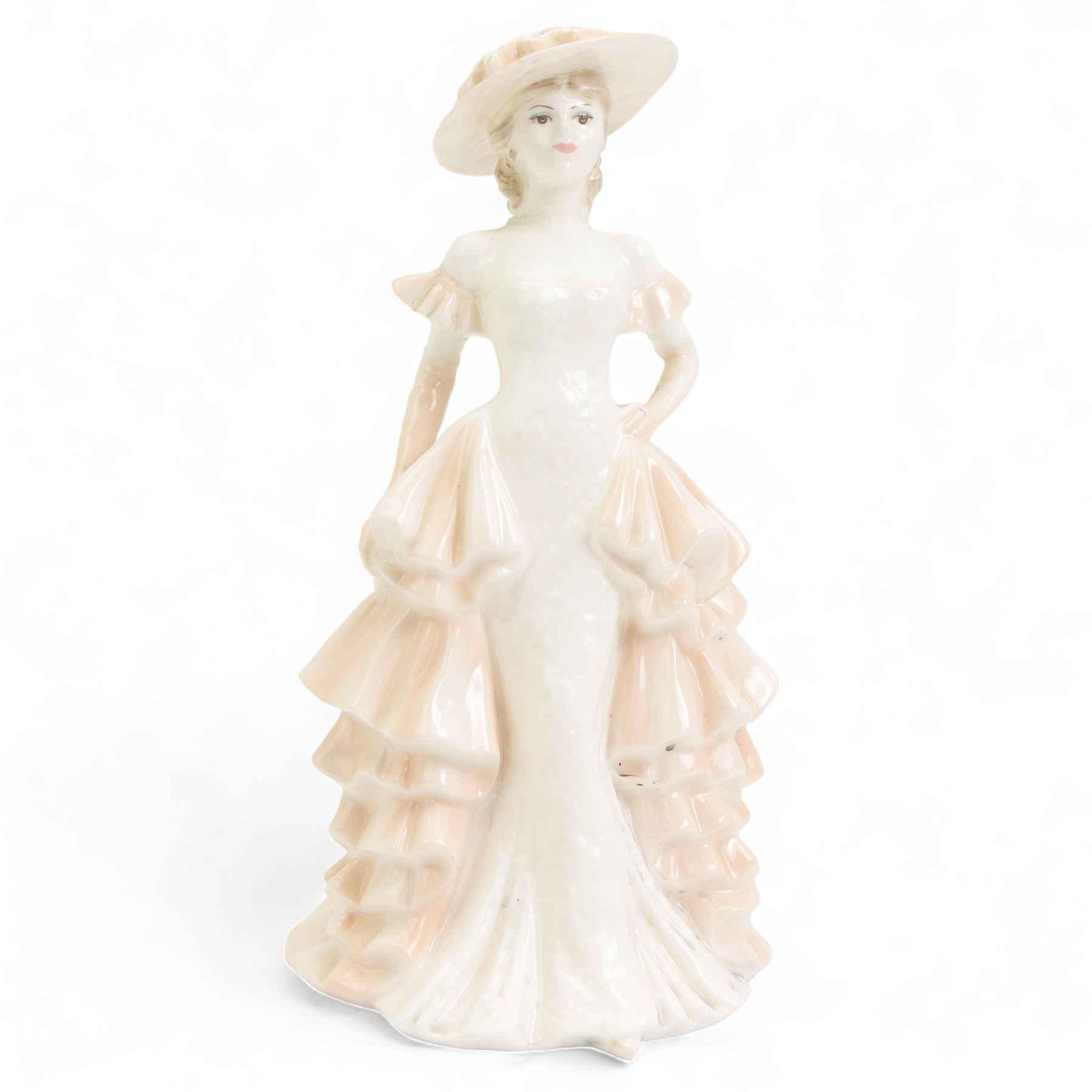 Eight Coalport ladies, including Ladies of Fashion Daphne,   Rapture, The Ball and Cafe Royal, The Modern Bride Collection Paris, Beau Mond Jill, Valentine Debutante Sweetheart and Debutantes Sweet 16, H24cm and smaller (8)