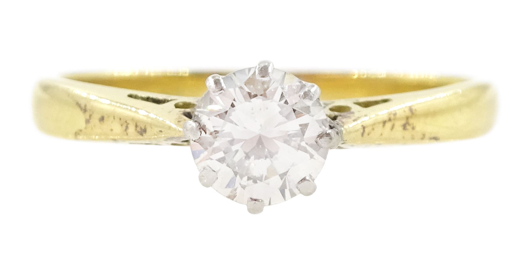 18ct gold single stone round brilliant cut diamond ring, stamped 18ct Plat, diamond approx 0.50 carat