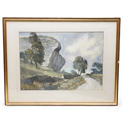 Walter Cecil Horsnell (British 1911-1997): 'Landscape Between Burnsall & Hebden Showing Burnsall Fell', watercolour signed, titled verso; George 'Griff' Griffiths (British 1939-2017): Expansive Landscape, watercolour signed; together with a similar watercolour of Brimham Rocks max 35cm x 68cm (3)