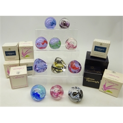  Eleven small Caithness paperweights including 'Mooncrystal' & 'Pebble', some unmarked, with boxes (11)  
