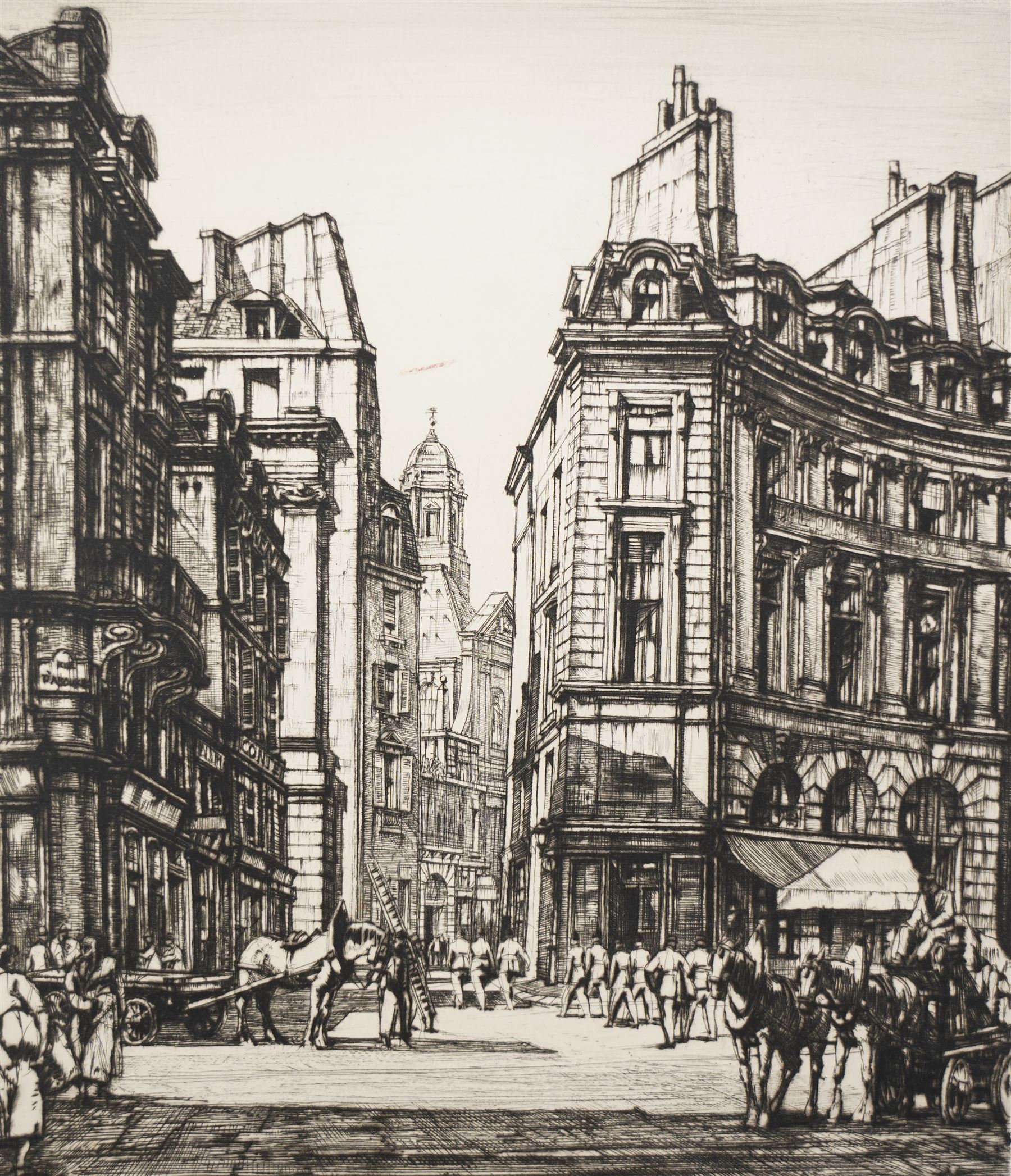 Henry Rushbury (British 1889-1968): 'Place des Victoires - Paris', etching signed and inscribed in pencil 23cm x 20cm (unframed)