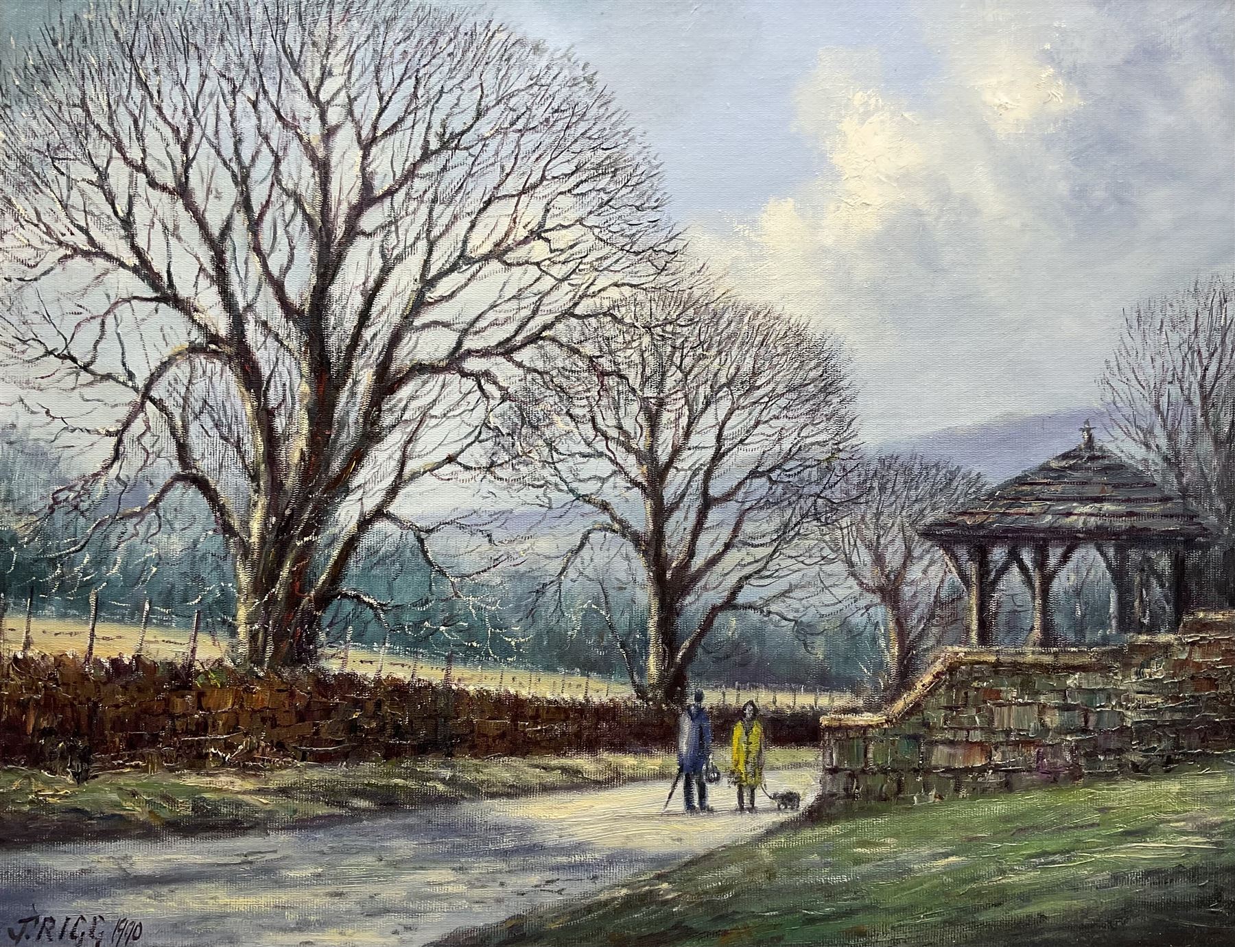 Jack Rigg (British 1927-2023): 'Winter Day Near Rylstone - Yorkshire Dales', oil on canvas board signed and dated 1990, titled verso 34cm x 45cm