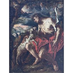 Italian School (18th/19th century): St John and the Lamb of God, oil on canvas unsigned 17cm x 13cm