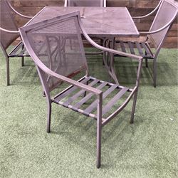 Metal garden table and four chairs - THIS LOT IS TO BE COLLECTED BY APPOINTMENT FROM DUGGLEBY STORAGE, GREAT HILL, EASTFIELD, SCARBOROUGH, YO11 3TX