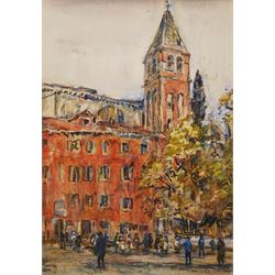 Rowland Henry Hill (Staithes Group 1873-1952): Campo San Vidal - Venice, watercolour signed and dated 1923, 37cm x 26cm