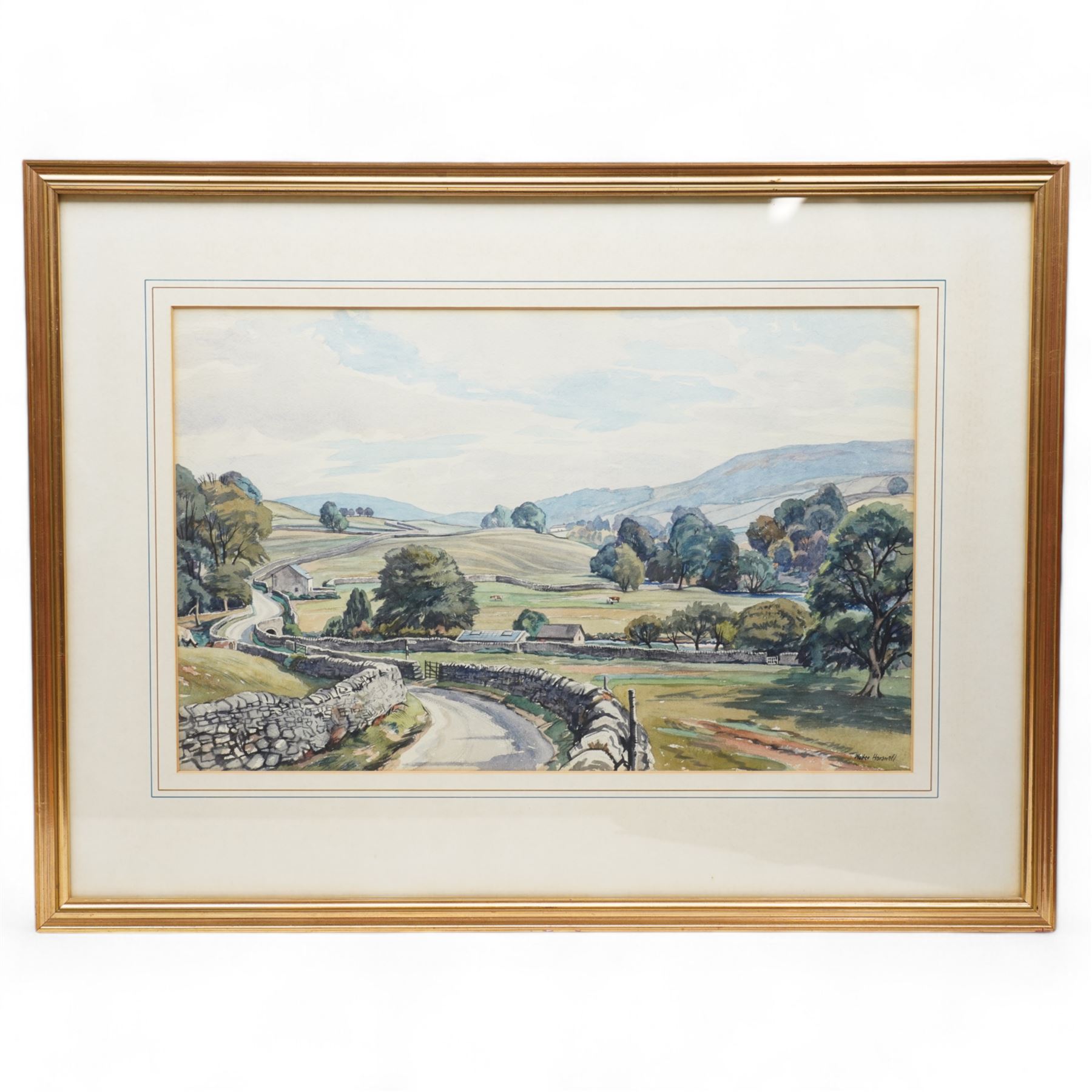 Walter Cecil Horsnell (British 1911-1997): 'Landscape Between Burnsall & Hebden Showing Burnsall Fell', watercolour signed, titled verso; George 'Griff' Griffiths (British 1939-2017): Expansive Landscape, watercolour signed; together with a similar watercolour of Brimham Rocks max 35cm x 68cm (3)